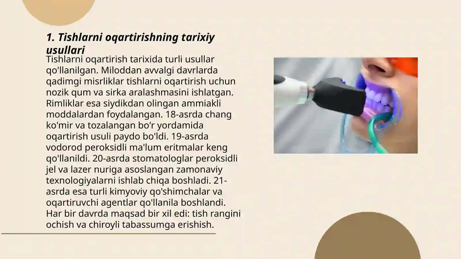 Tishlarni oqartirish usullari oʻtkazish texnikasi 3