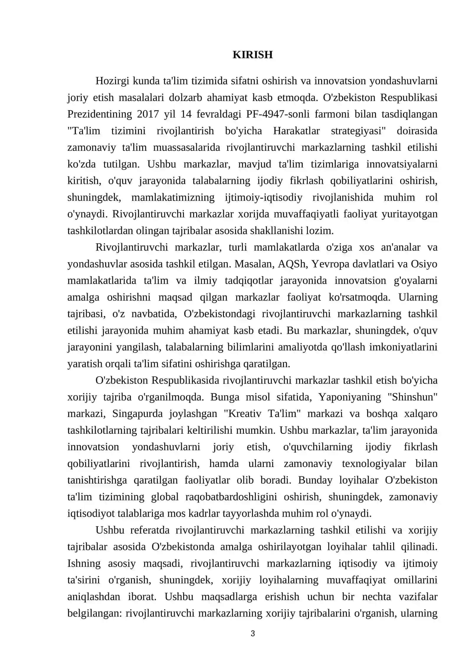 MTTda rivojlantiruvchi markazlarni tashkil qilish boʻyicha xorijiy loyihalar 3
