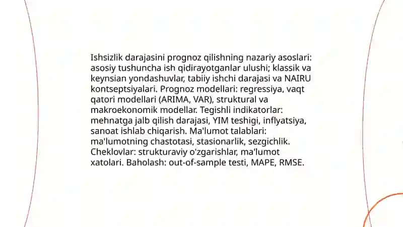 Ishsizlik darajasini prognoz qilish 3