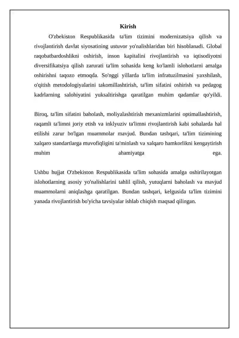 Oʻzbekiston respublikasida taʼlim sohasida amalga oshirilgan islohotlar 3
