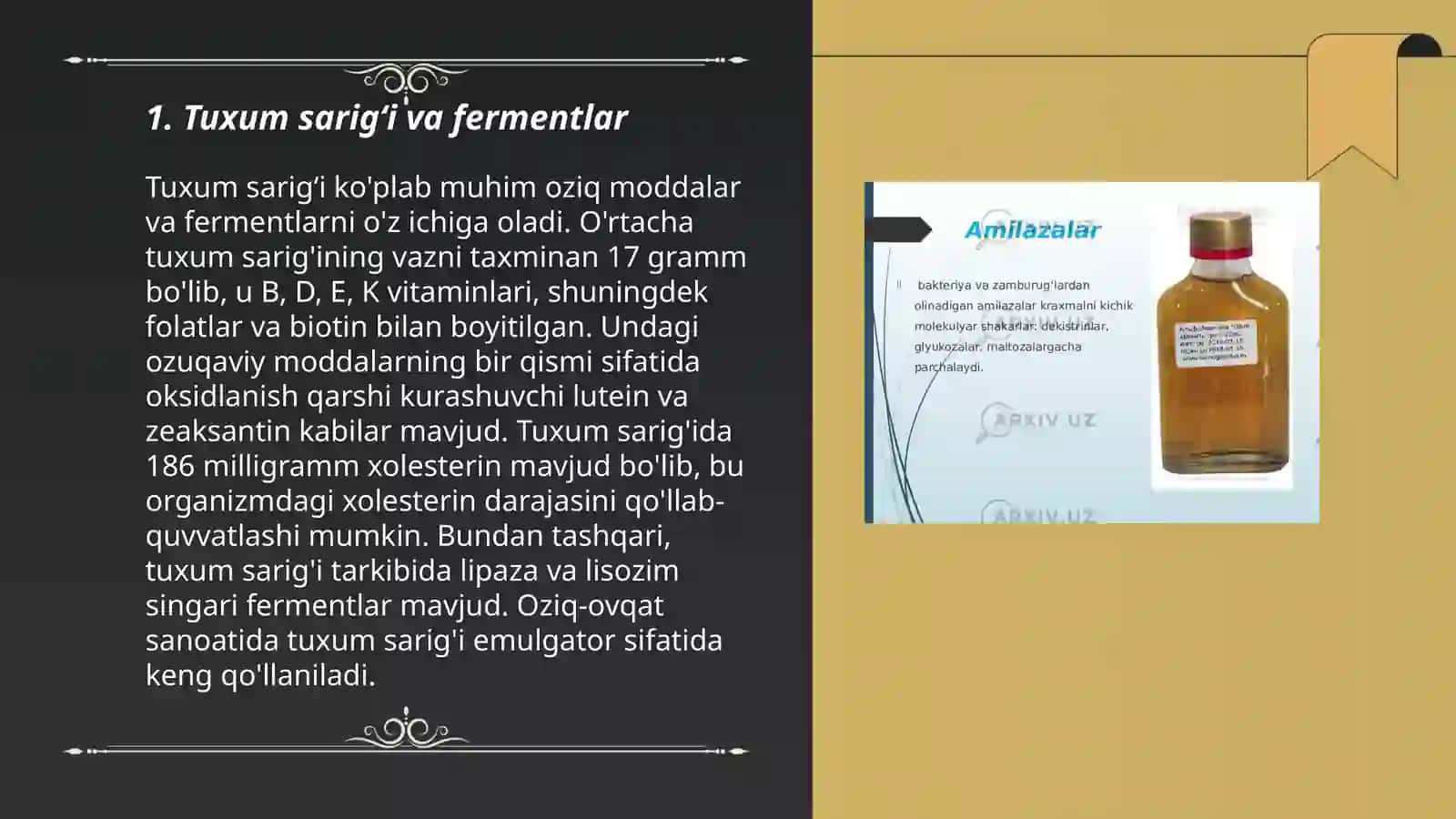 Tuxum sarigʻidan fermentlar 3