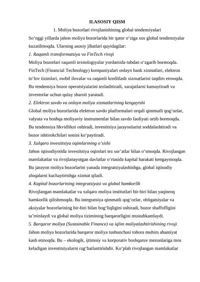 MOLIYA BOZORLARINI RIVOJLANTIRISHNING ASOSIY JAHON TENDENSIYALARI 3