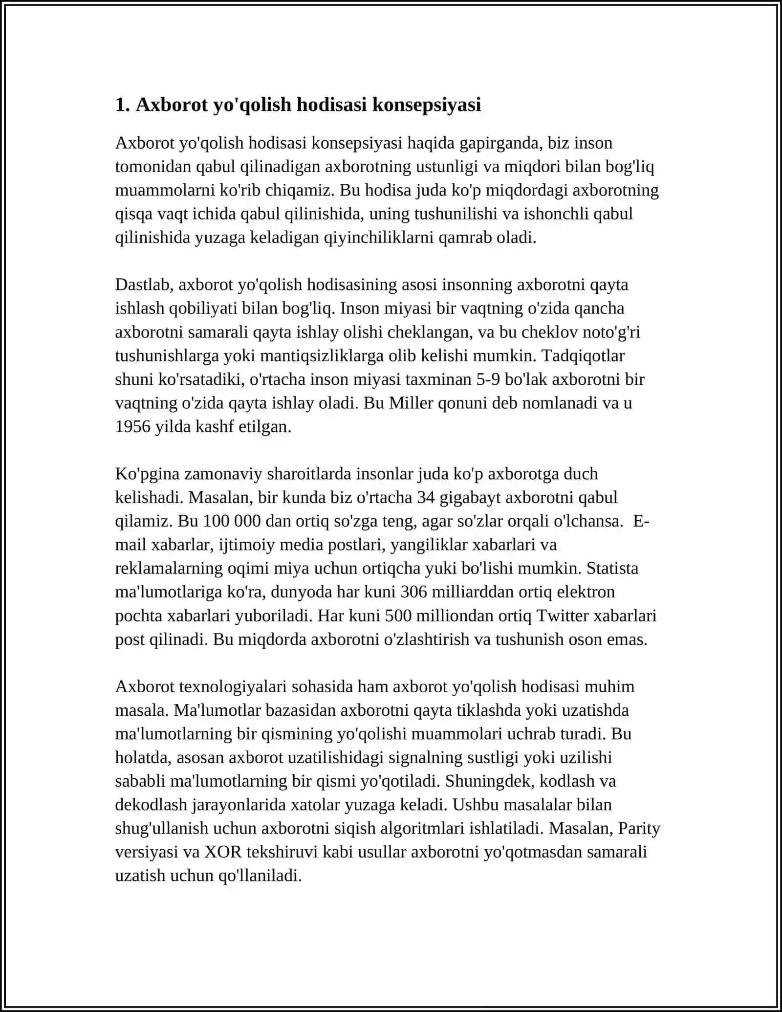 AXBOROT YO'QOLISH HODISASI VA BUNDAY HODISANI SPORADIK TIZIMLARDA BARTARAF QILISH TAMOYILLARI 3