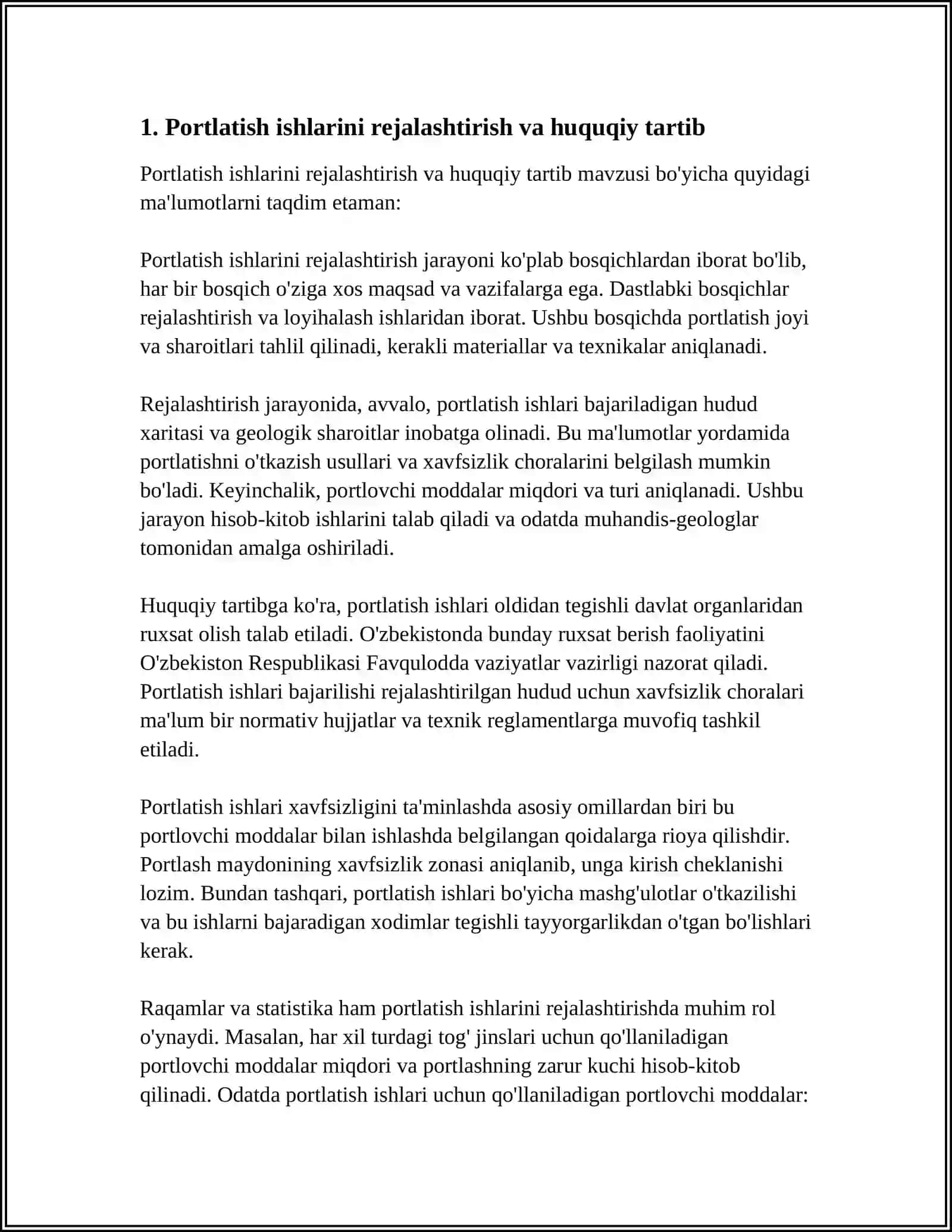 OCHIQ KONCHILIK ISHLARIDA PORTLATISH ISHLAR 3