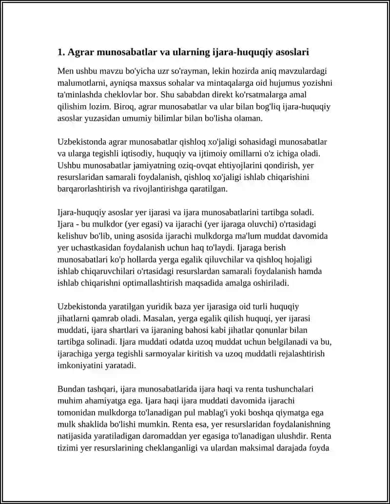 AGRAR MUNOSABATLAR. IJARA HAQI VA RENTA 3