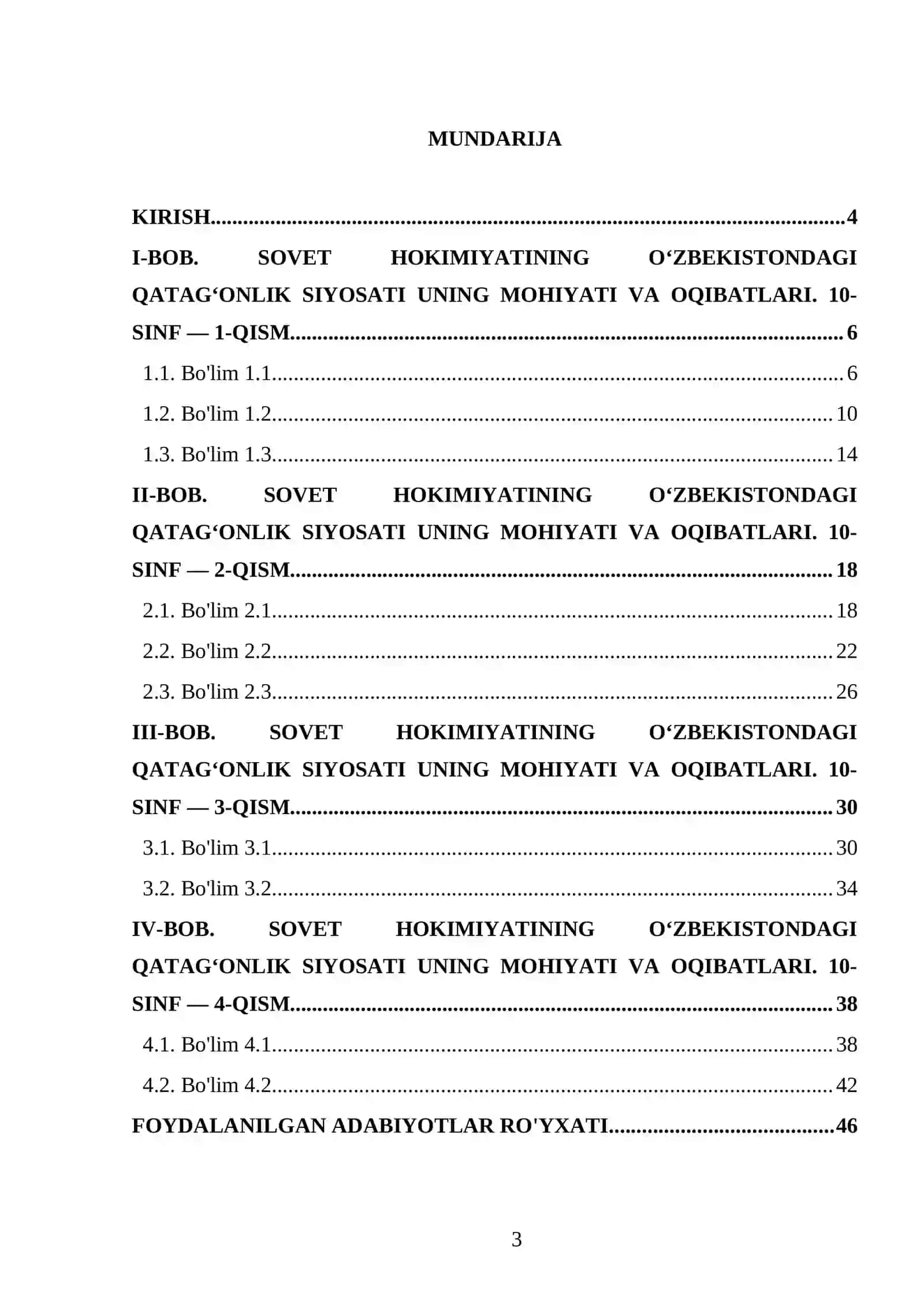 SOVET HOKIMIYATINING O‘ZBEKISTONDAGI QATAG‘ONLIK SIYOSATI UNING MOHIYATI VA OQIBATLARI. 10- SINF 3