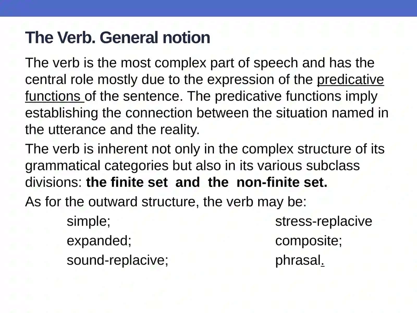 The Verb. General notion 3