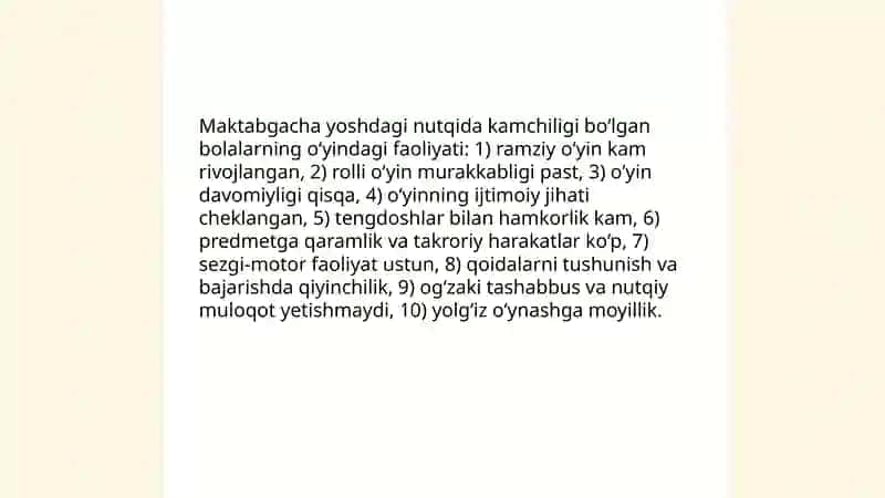 Maktabgacha yoshdagi nutqida kamchiligi bolgan bolalarning faoliyat xususiyatlari 3