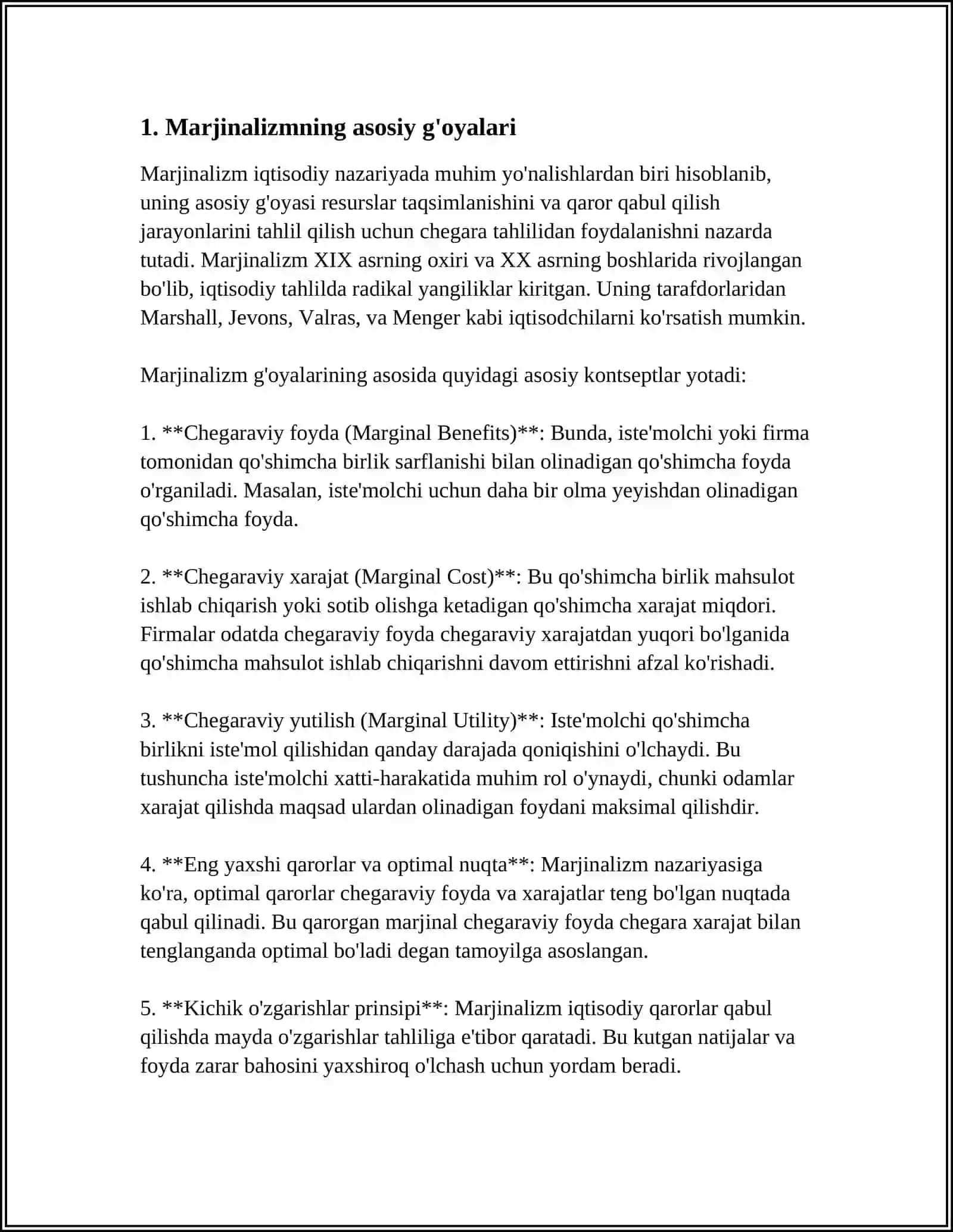 MARJINALIZM TA'LIMOTI VA NEOKLASSIK IQTISODIY MAKTABLAR 3