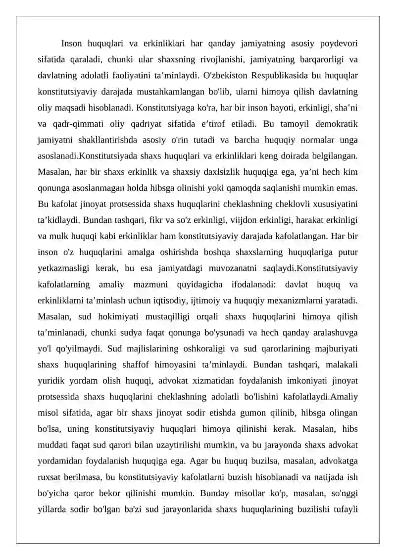 Jinoyat protsessida shaxs huquqlarini cheklash asoslari va chegaralari 3