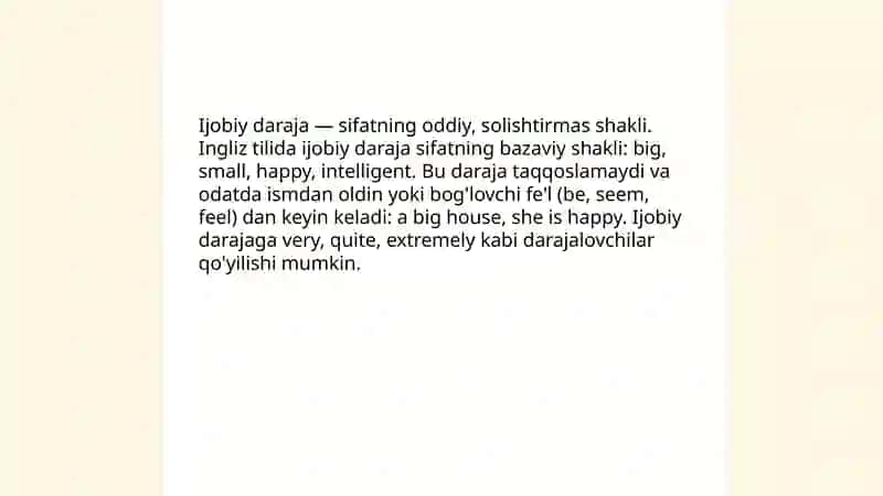 Ingliz tilidan sifat darajalariga 3