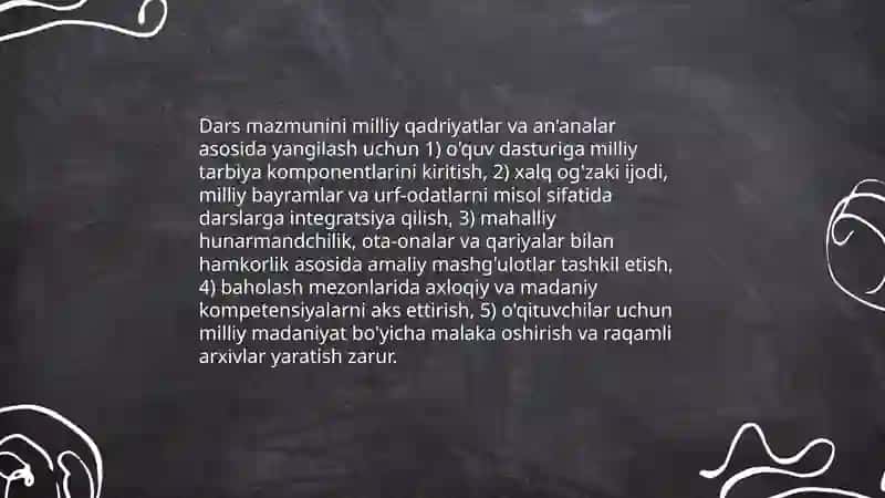 Milliy tarbiya fani o'qitish amaliyotini takomillashtirish yo'llari 3