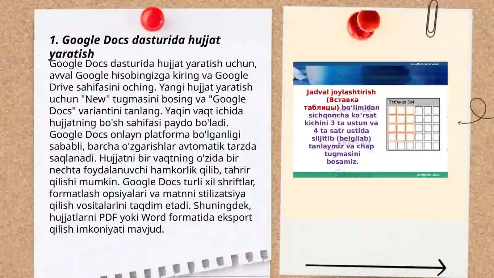 Google Docs dasturida taqdimotlar tayyorlash 3