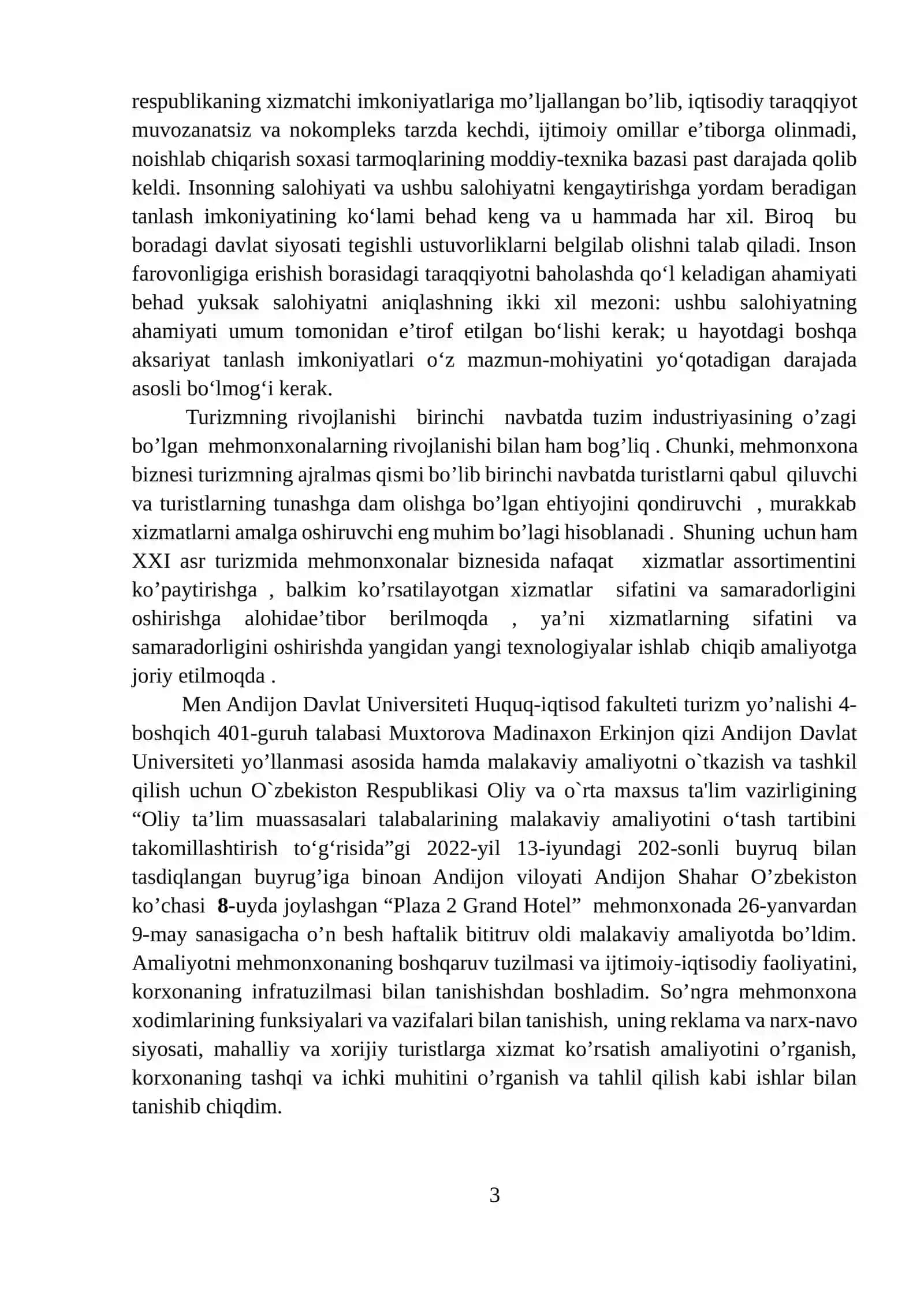 “Plaza 2 Grand Hotel” mehmonxonasining kelib chiqish tarixi va tashkiliy tuzilmasi 3