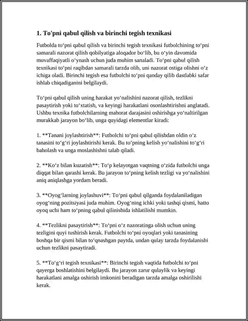 FUTBOL OʻYINIDA TOʻPNI BOSHQARISH TEXNIKASAI 3