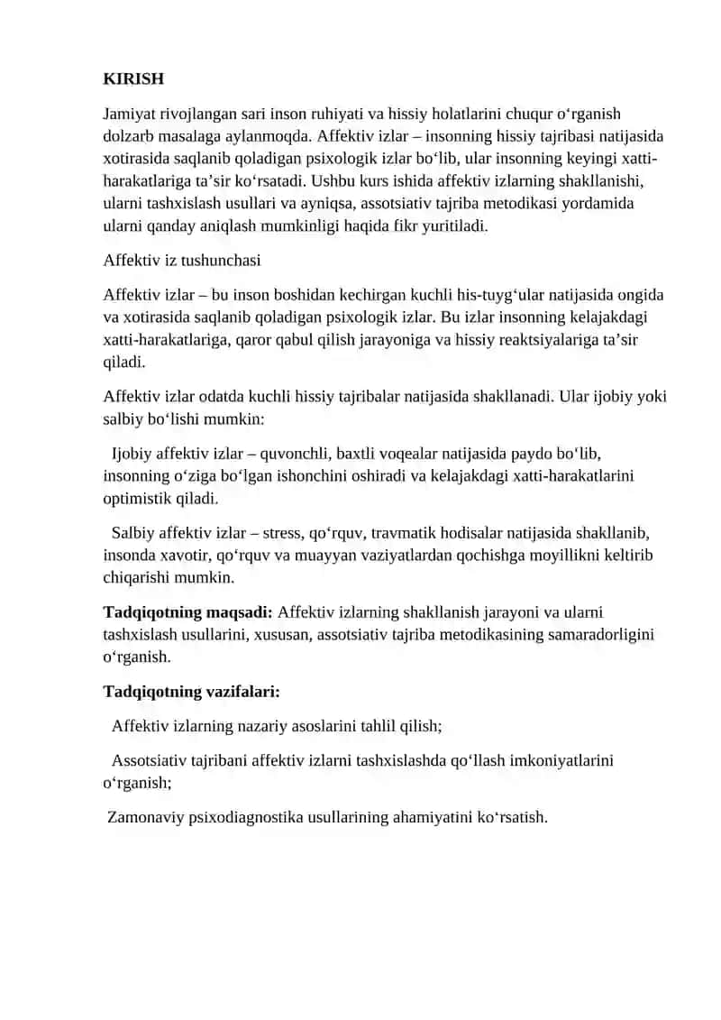 Affektiv izlarni tashxislash. Assotsiativ tajriba 3