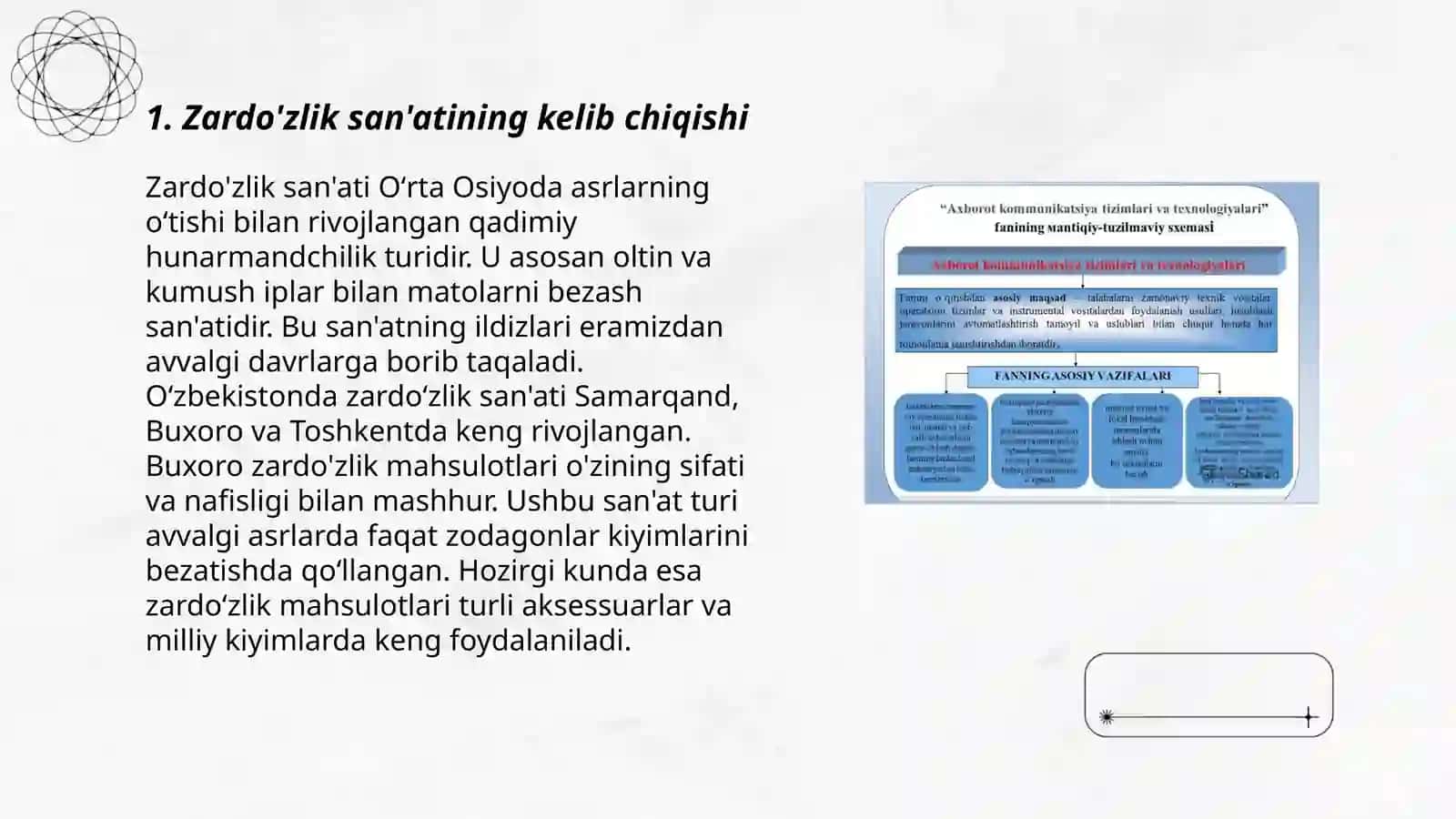Zardo'zlik san'ati tarixi rivojlanishini o'rganish 3