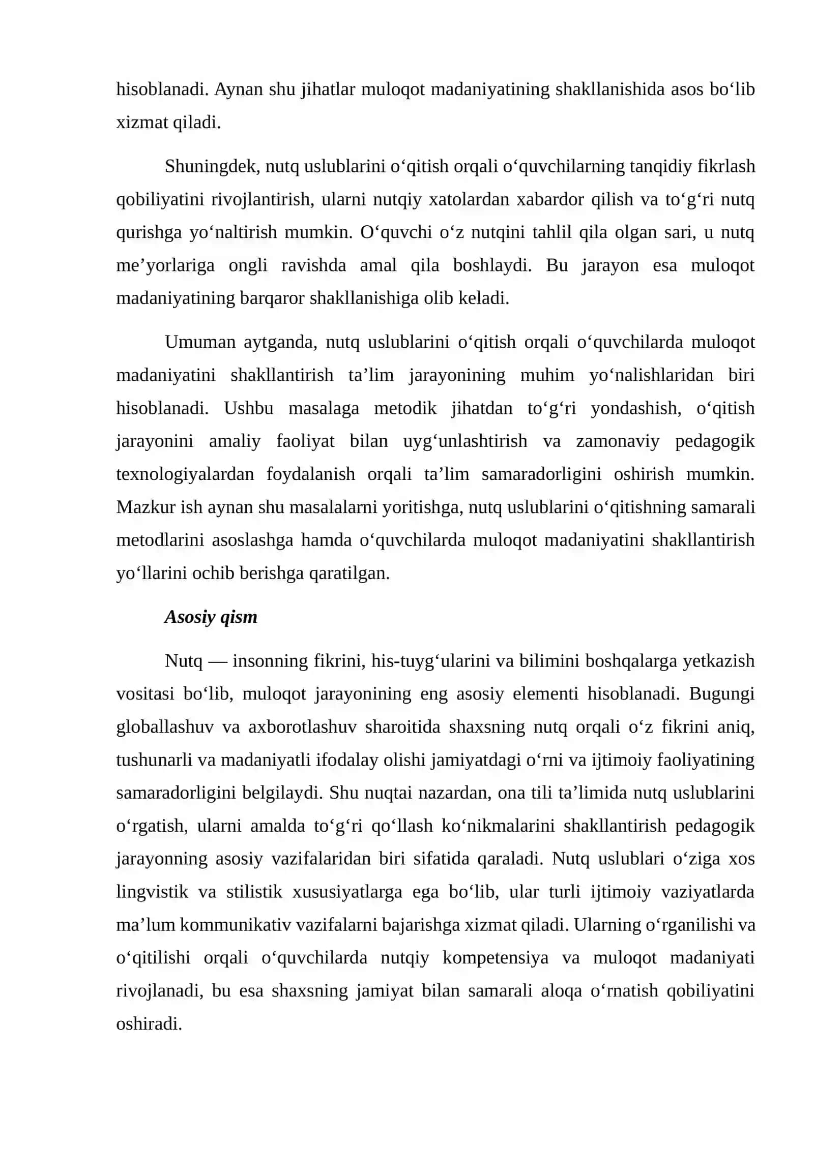 Nutq uslublarini o'qitish orqali o'quvchilarda muloqot madaniyatini shakllantirish metodikasi 3