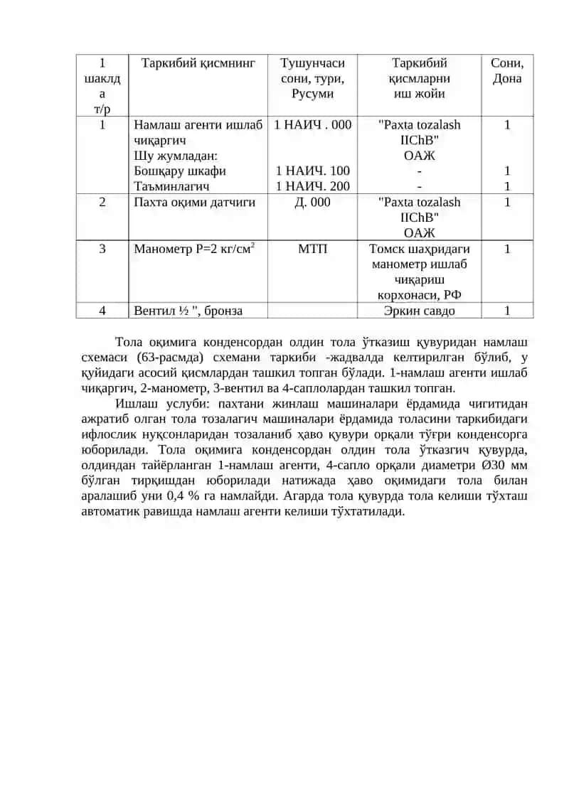 ПАХТА ВА ПАХТА ТОЛАСИНИНГ НАМЛАШНИ ТЕХНИК ВА ТЕХНОЛОГИЯСИ 3