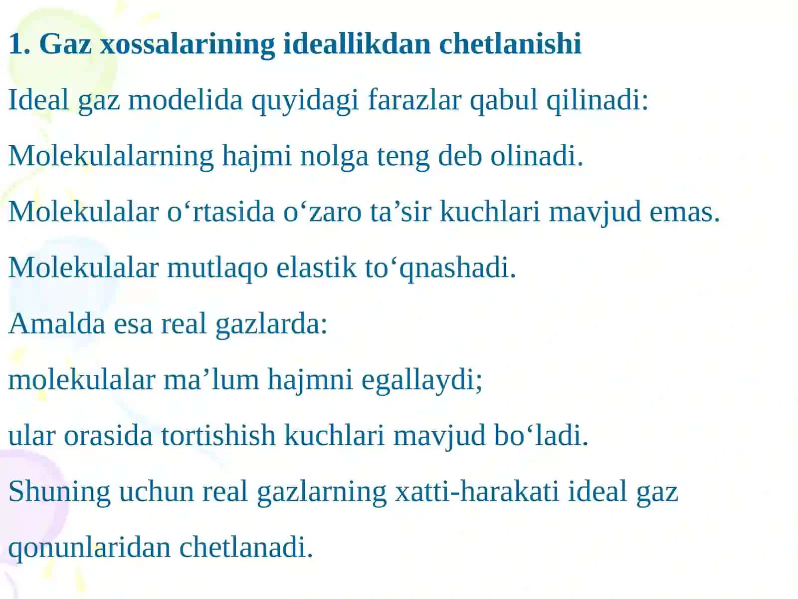 Real gazlar. Van-der-Vaals tenglamasi 3