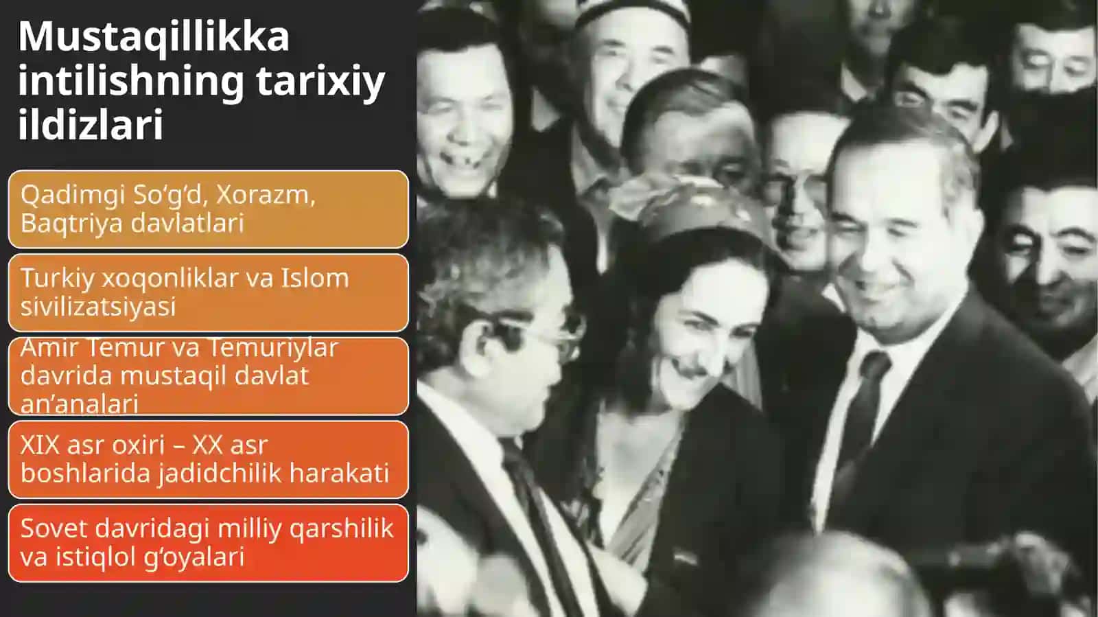 Mustaqil O‘zbekiston Respublikasi tashkil topishining tarixiy ahamiyati, O‘zbekistonning o‘ziga xos istiqlol va taraqqiyot yo‘li 3