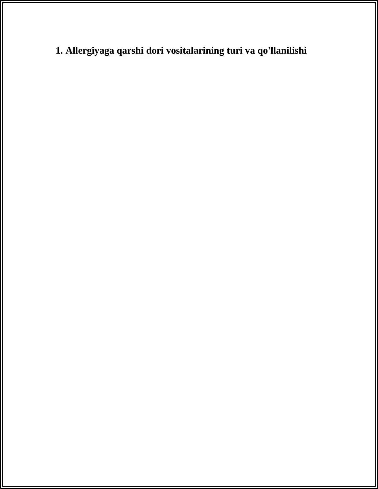 ALLERGIYAGA QARSHI. IMMUNODEP REESANTLAR VA IMMUNO MODULATOR. VITAMINLAR. GORMONOL DORI VOSITALAR 3