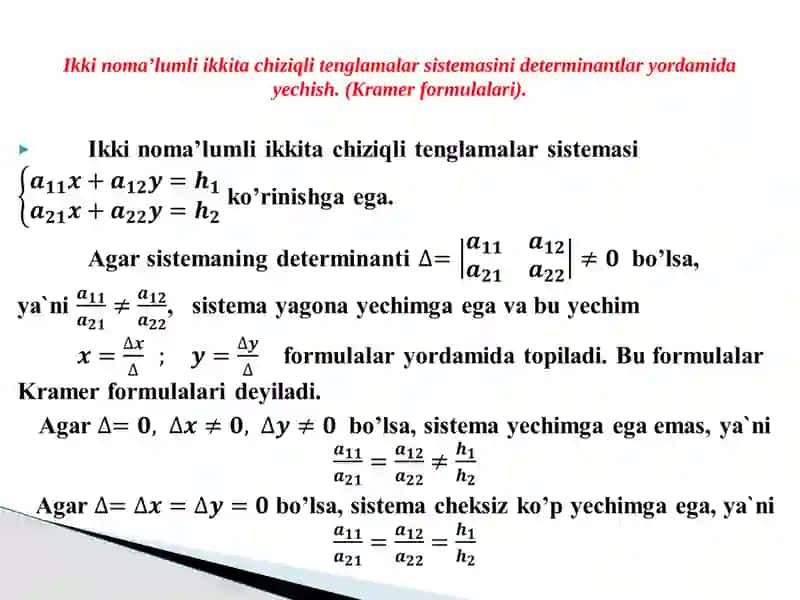 “Chiziqli tenglamalar sistemasini yechish” 3