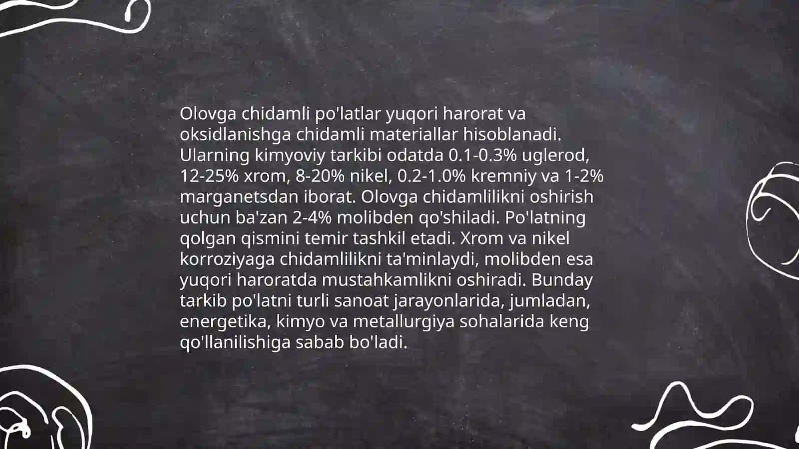 Olovga chidamli po’latlar va ularning qotishmalari 3