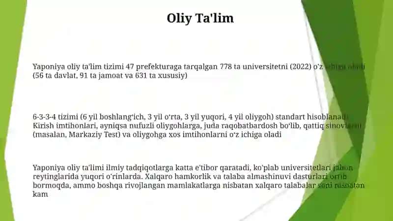 Yaponiya davlatida ta'lim tizimi 3