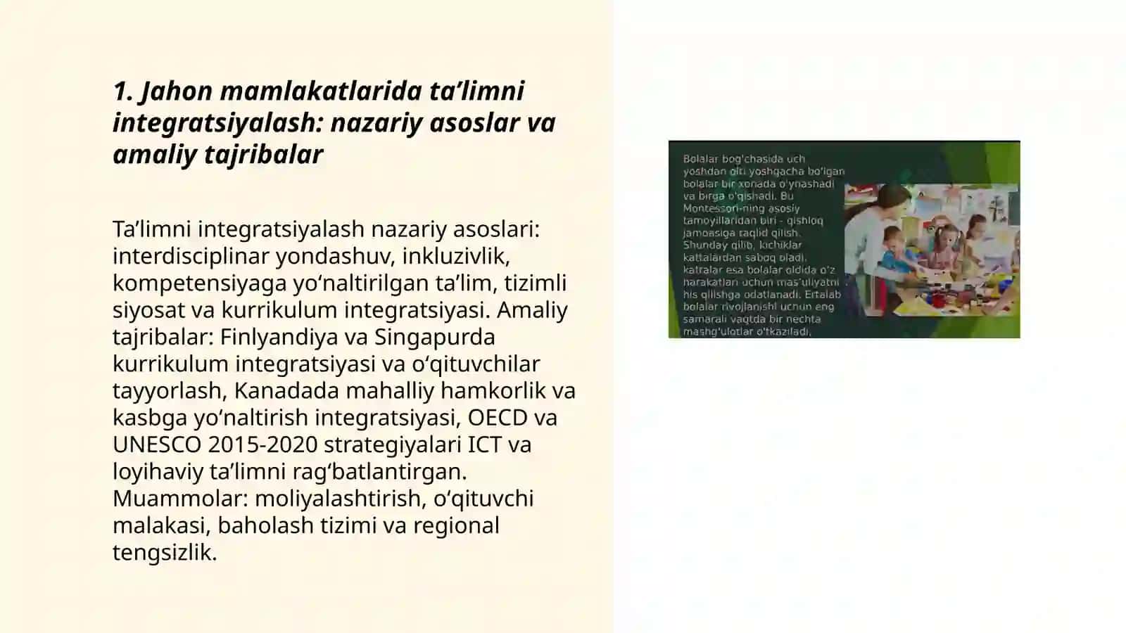 Jahon mamlakatlarida ta’lim Integratsiyalash va Differensiyalashtirish muammolari hamda kasbga yo’naltirish masalalari 3