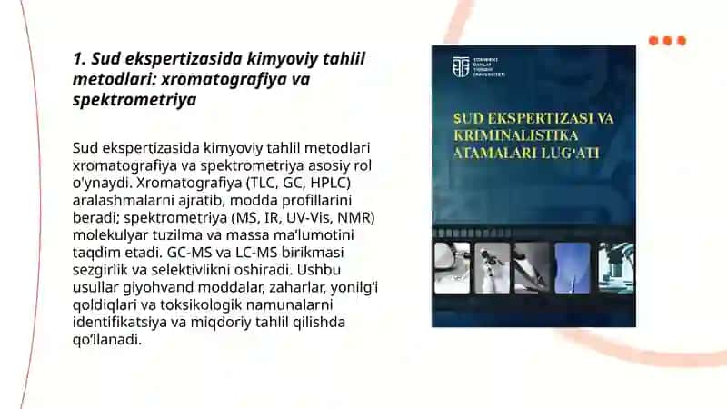 Sud ekspertizasida kimyoning roʻli 3