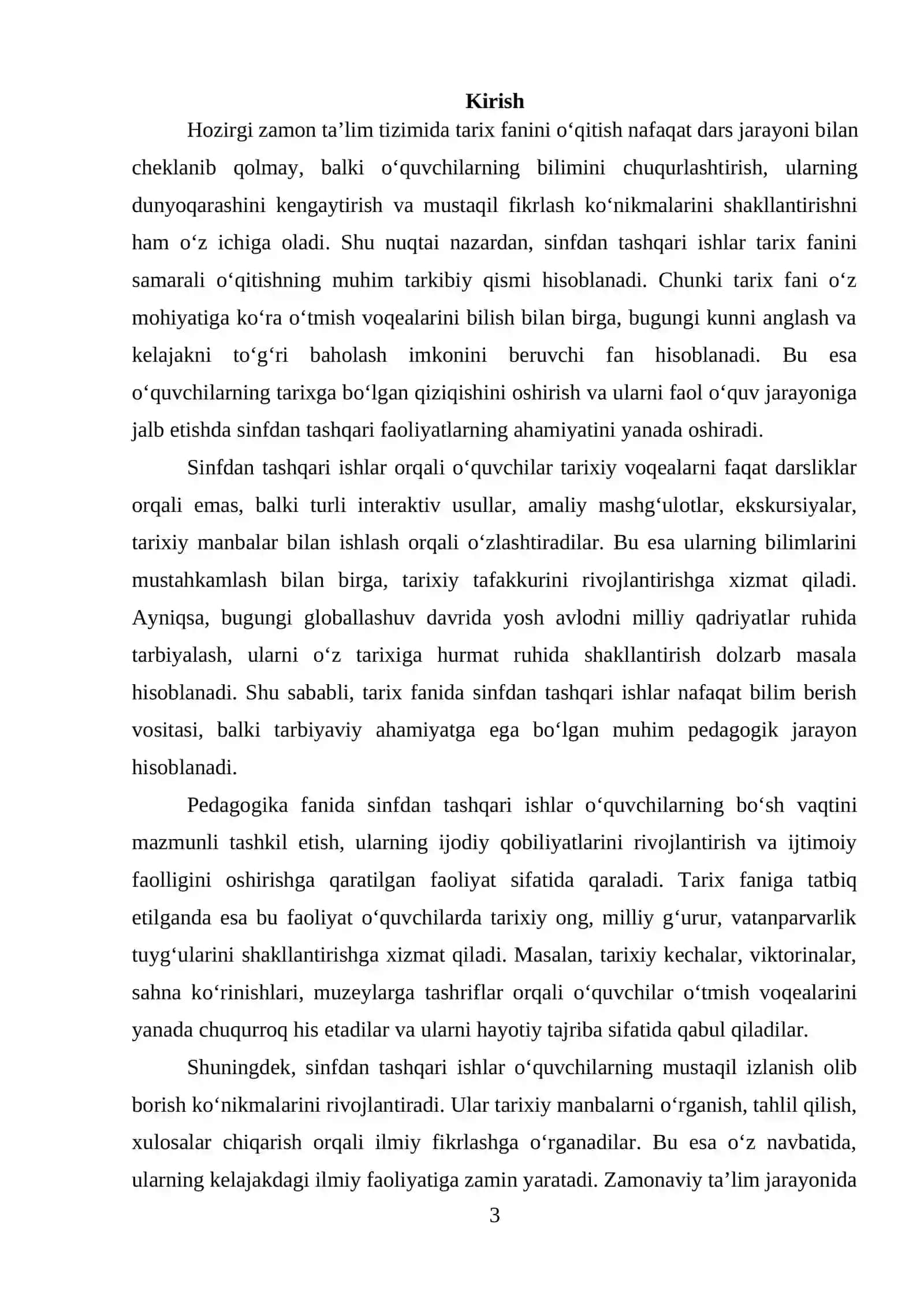 Tarix fanini o‘qitishda sinfdan tashqari ishlarning nazariy asoslari 3