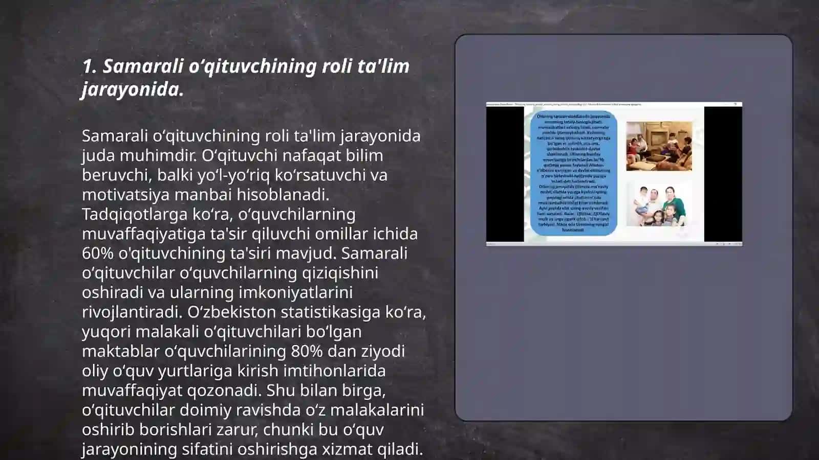 Samarali oʻqituvchi yuqori axloqiy va psixologik madaniyatning egasidir 3