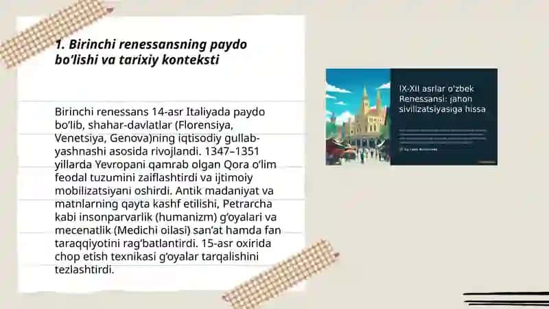 Birinchi renessans tarixi haqida 3