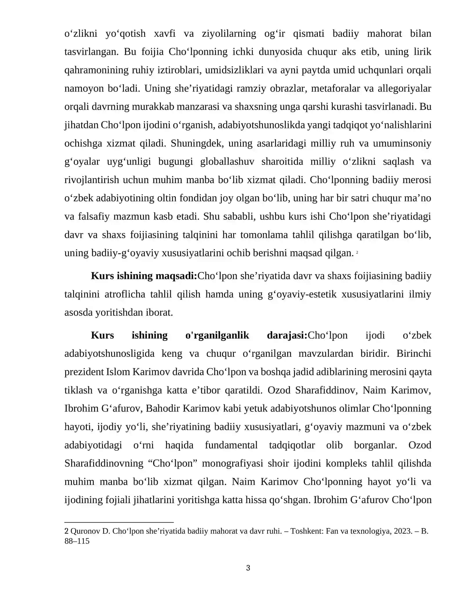 CHO'LPON SHE`RIYATIDA DAVR VA SHAXS FOIJIASI TALQINI 3