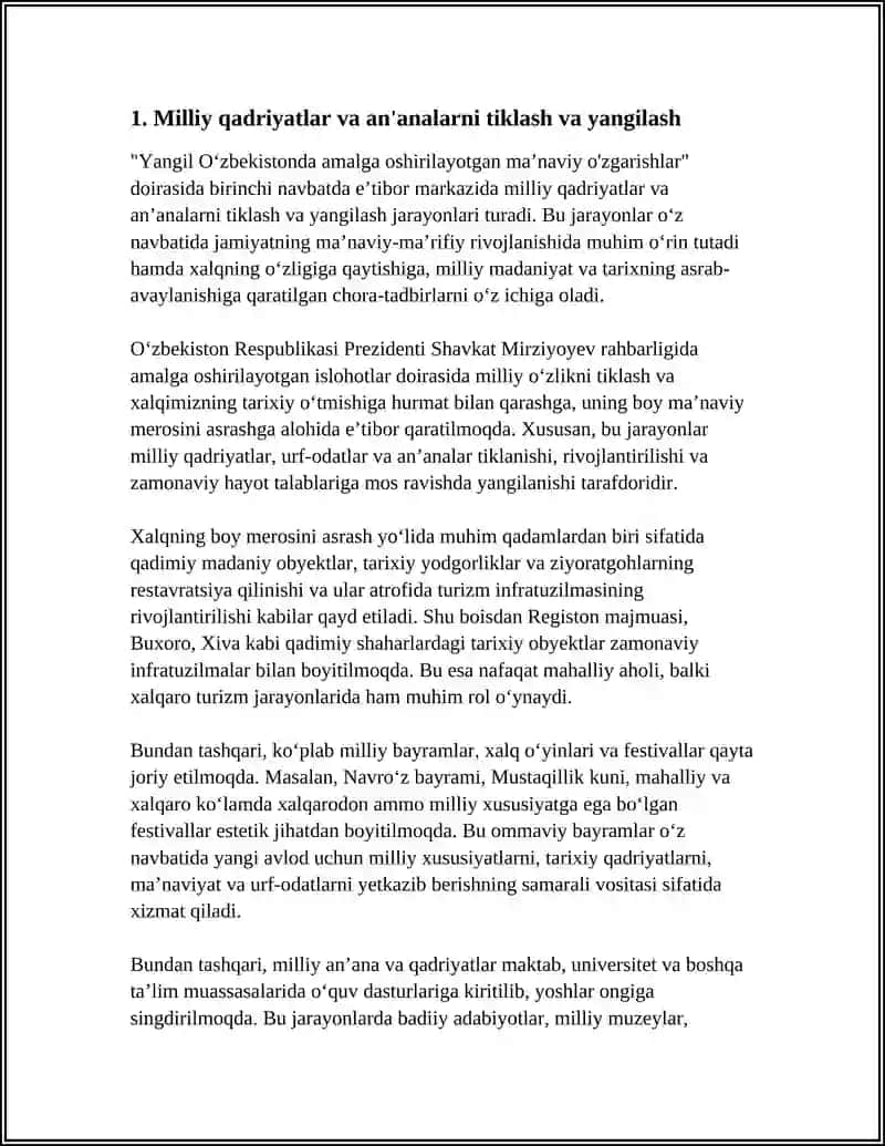 Yangi O'zbekistonda amalga oshirilayotgan ma'naviy o'zgarishlar 3