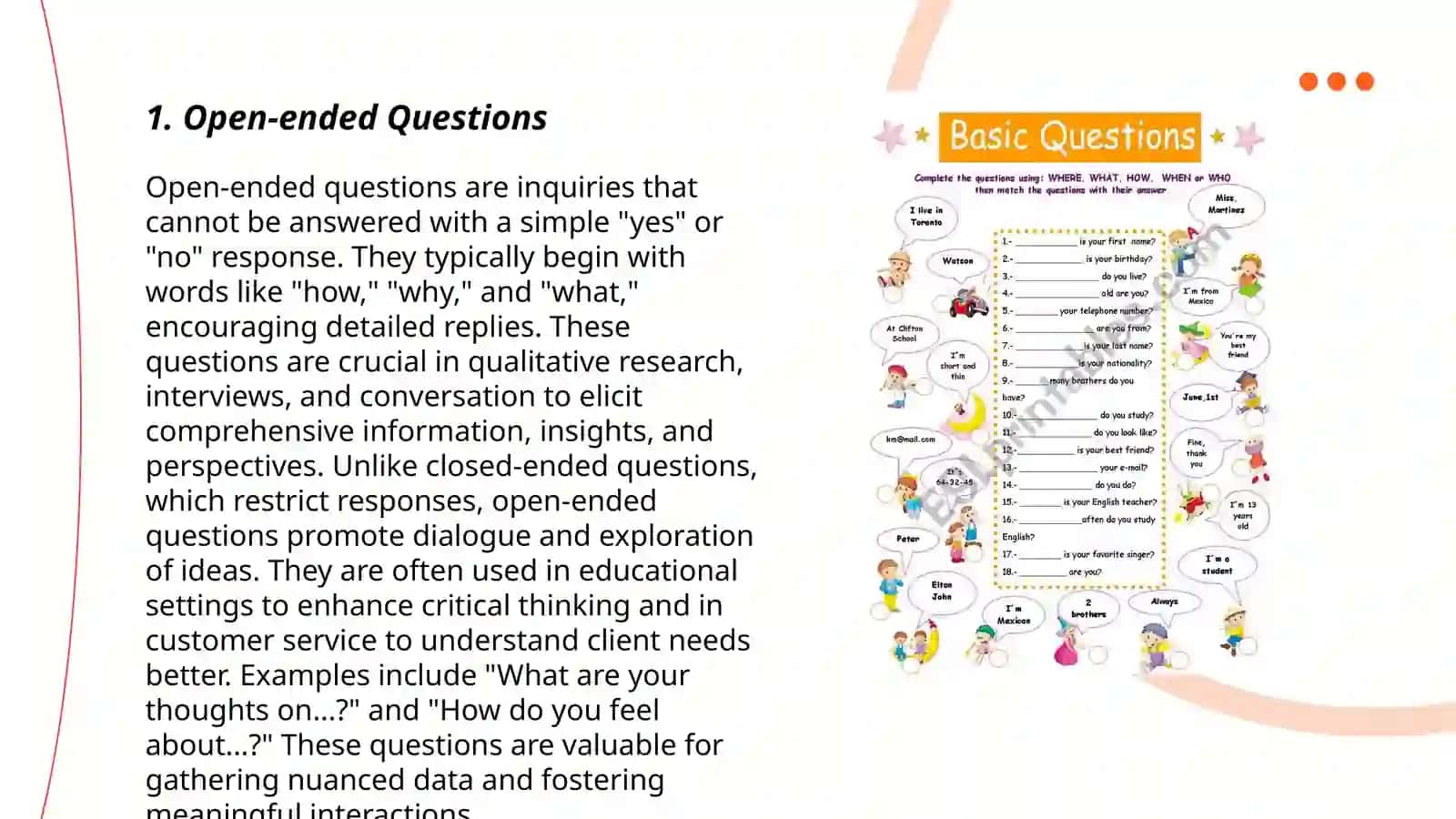 Types of questions 3