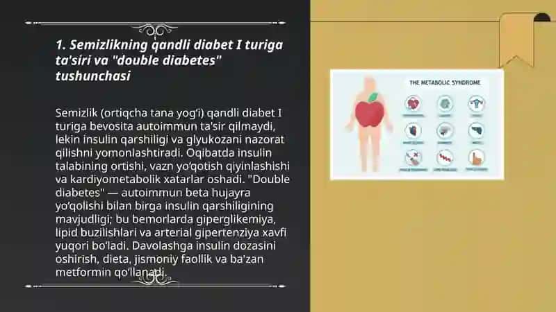 Semizlik, metabolik sindrom va qantli diabetning Il turi. 3