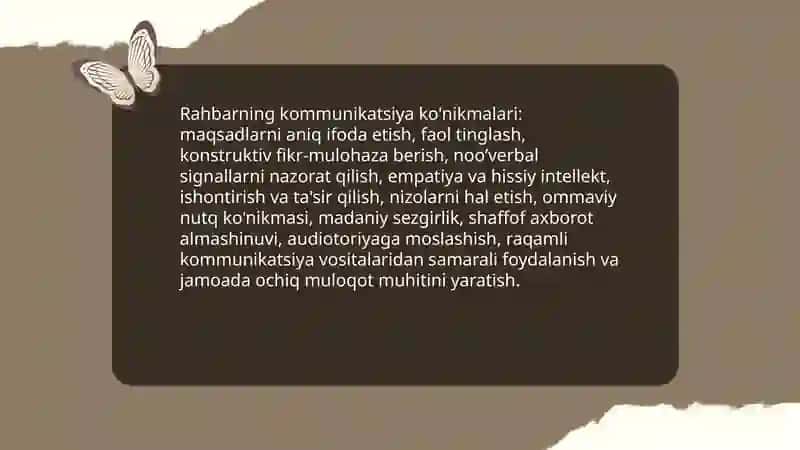 Rahbarning kommunikatsiya ko'nikmalari 3