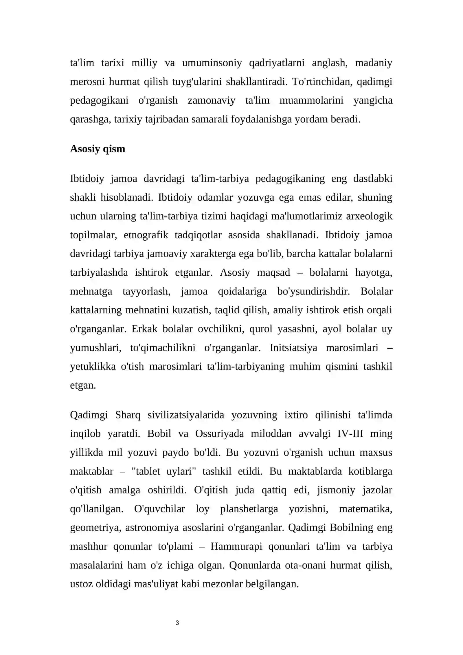 Qadimgi davrlardan 7 asrlargacha bo'lgan ta'lim pedagogikasi fikrlari 3