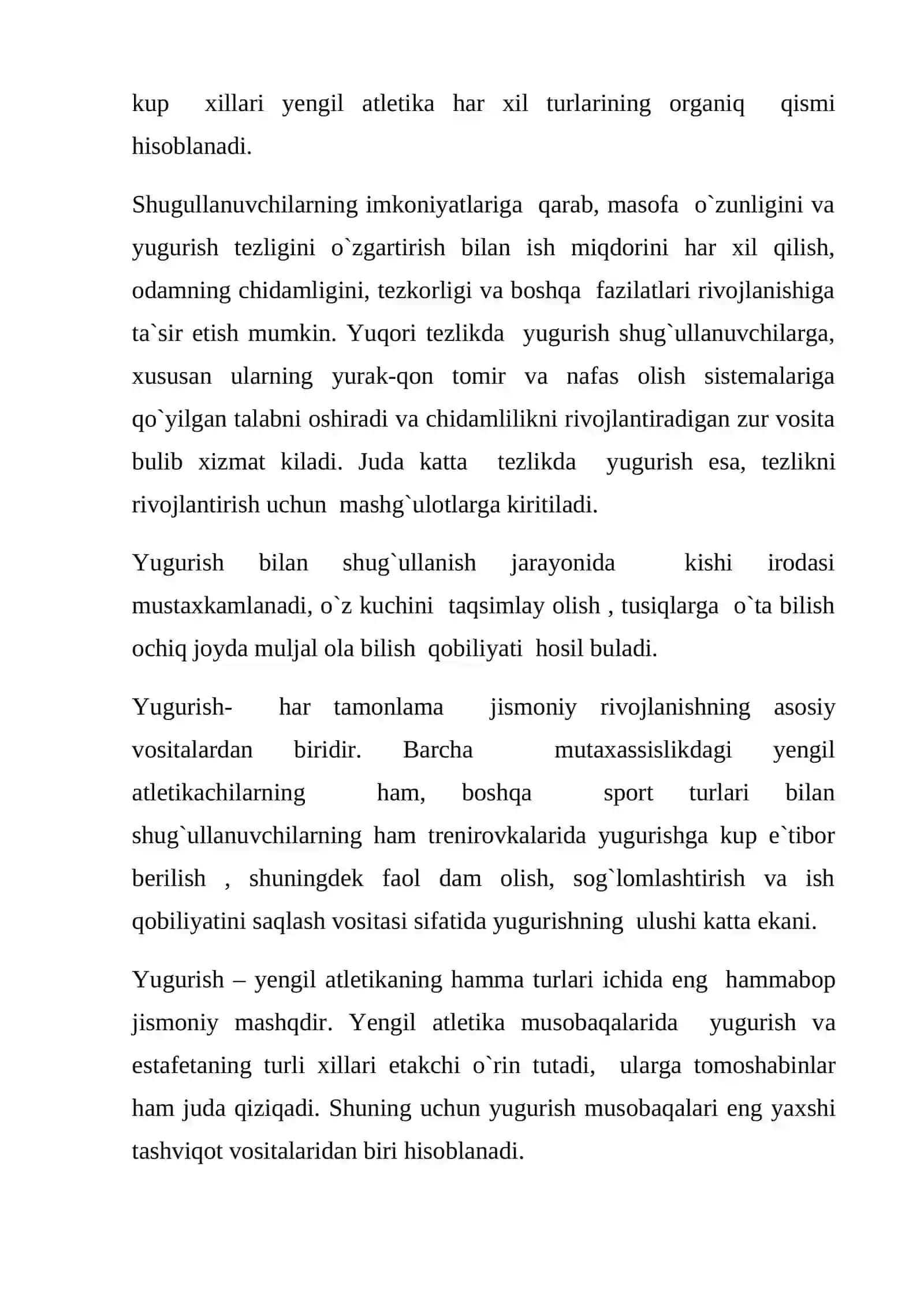 Yengil atletika yugurish yo’lkasi 3
