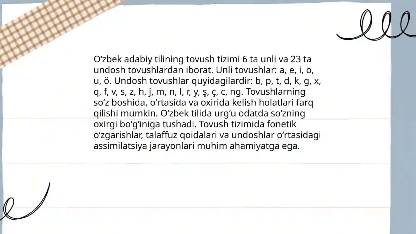 Oʻzbek adabiy tilli fonetik sistemasi haqida malumot 3