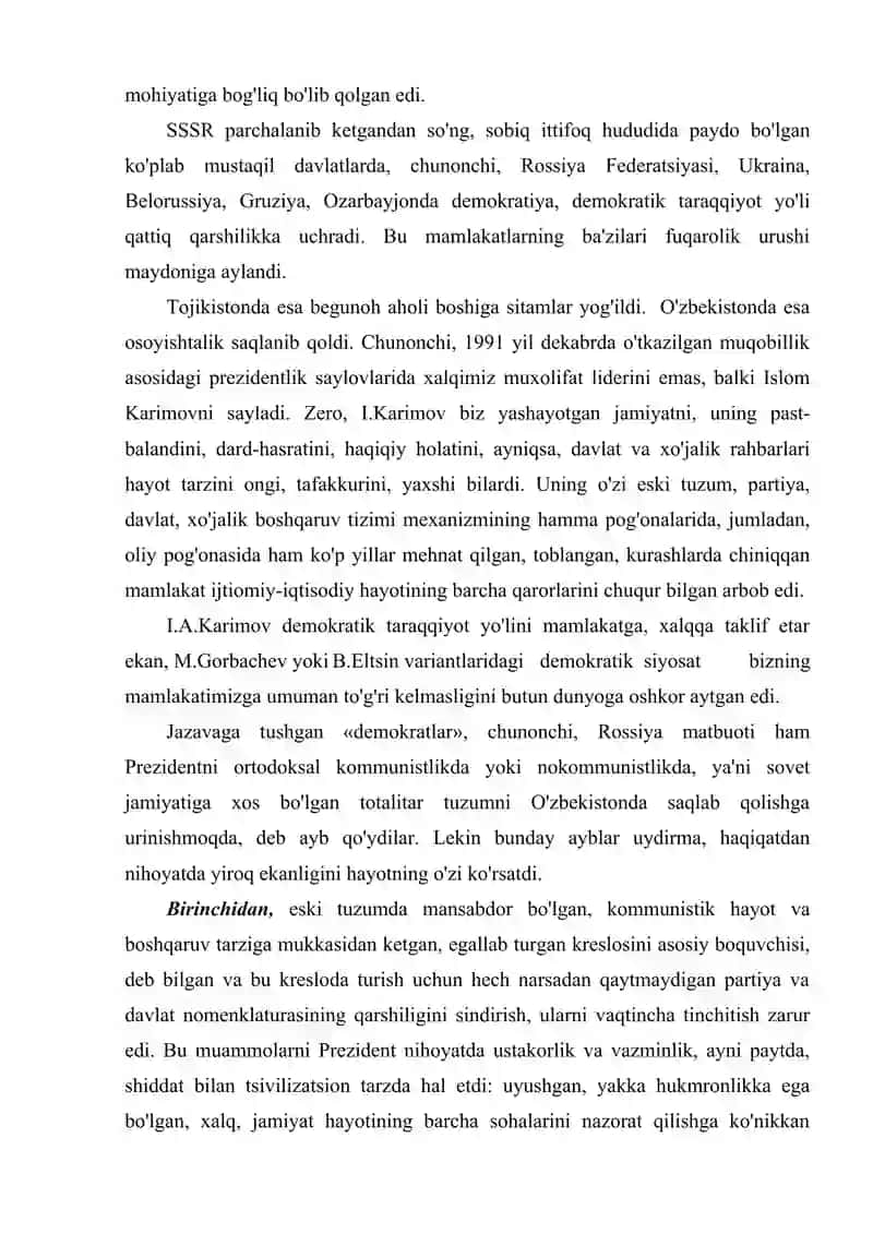 O'zbekistonning o'z istiqlol va taraqqiyot yo'li 3