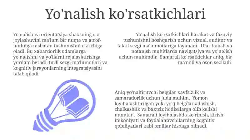 Yo'nalish ko'rsatkichlari 3