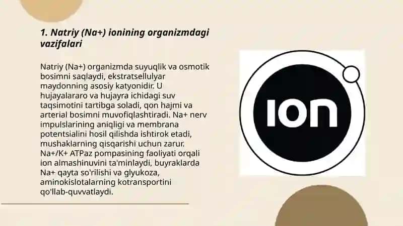 Noorganik ionlar, ularning funksiyasi 3