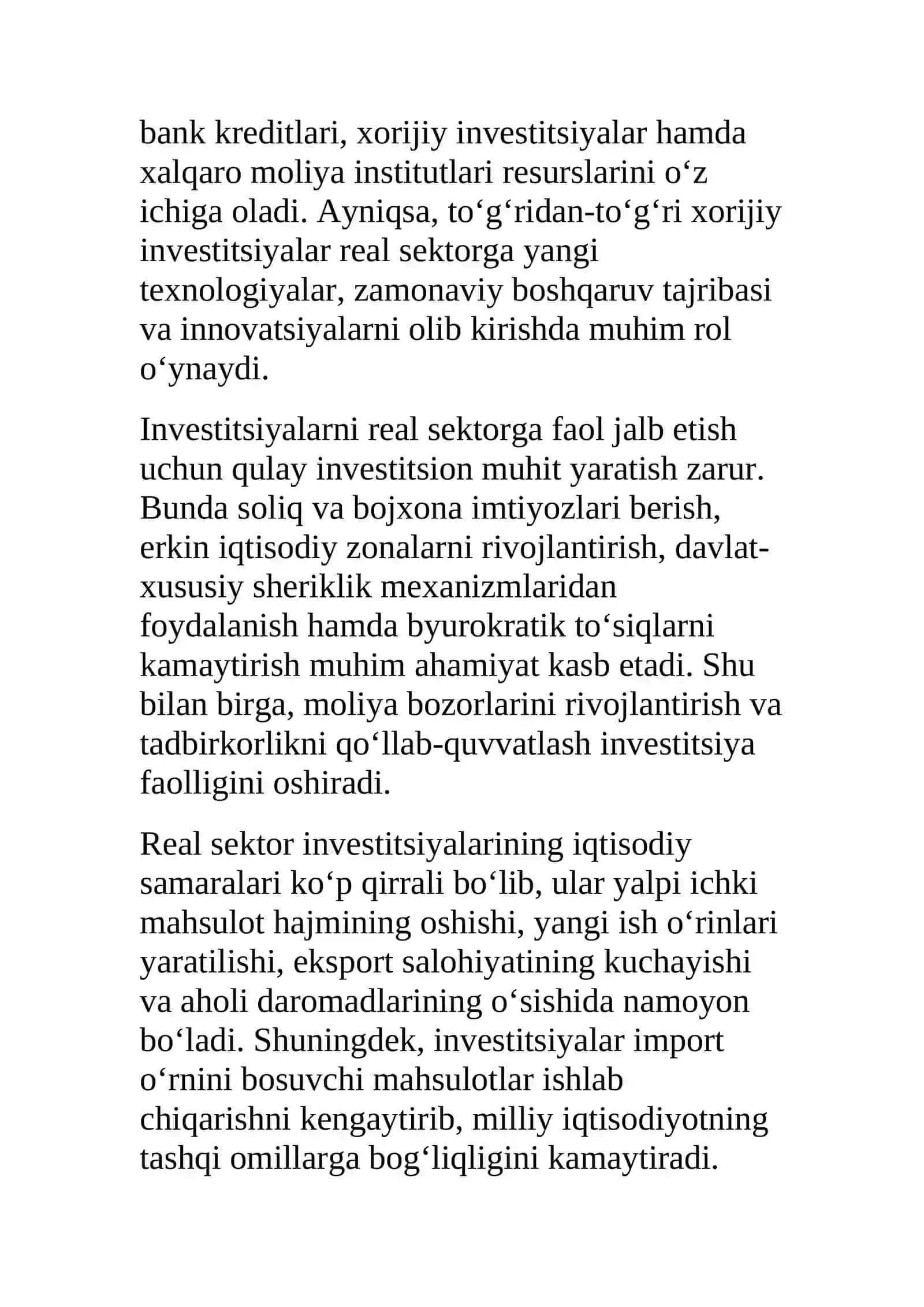 IQTISODIYOTNING REAL SEKTORIGA INVESTITSIYALARNI YO‘NALTIRISH 3