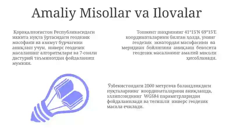 To'g'ri va teskari geodezik masala 3