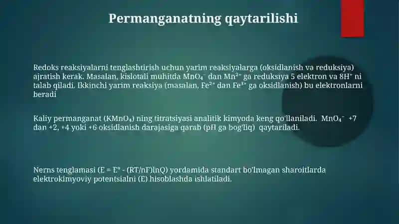 Oksidlanish va Reduksiya 3