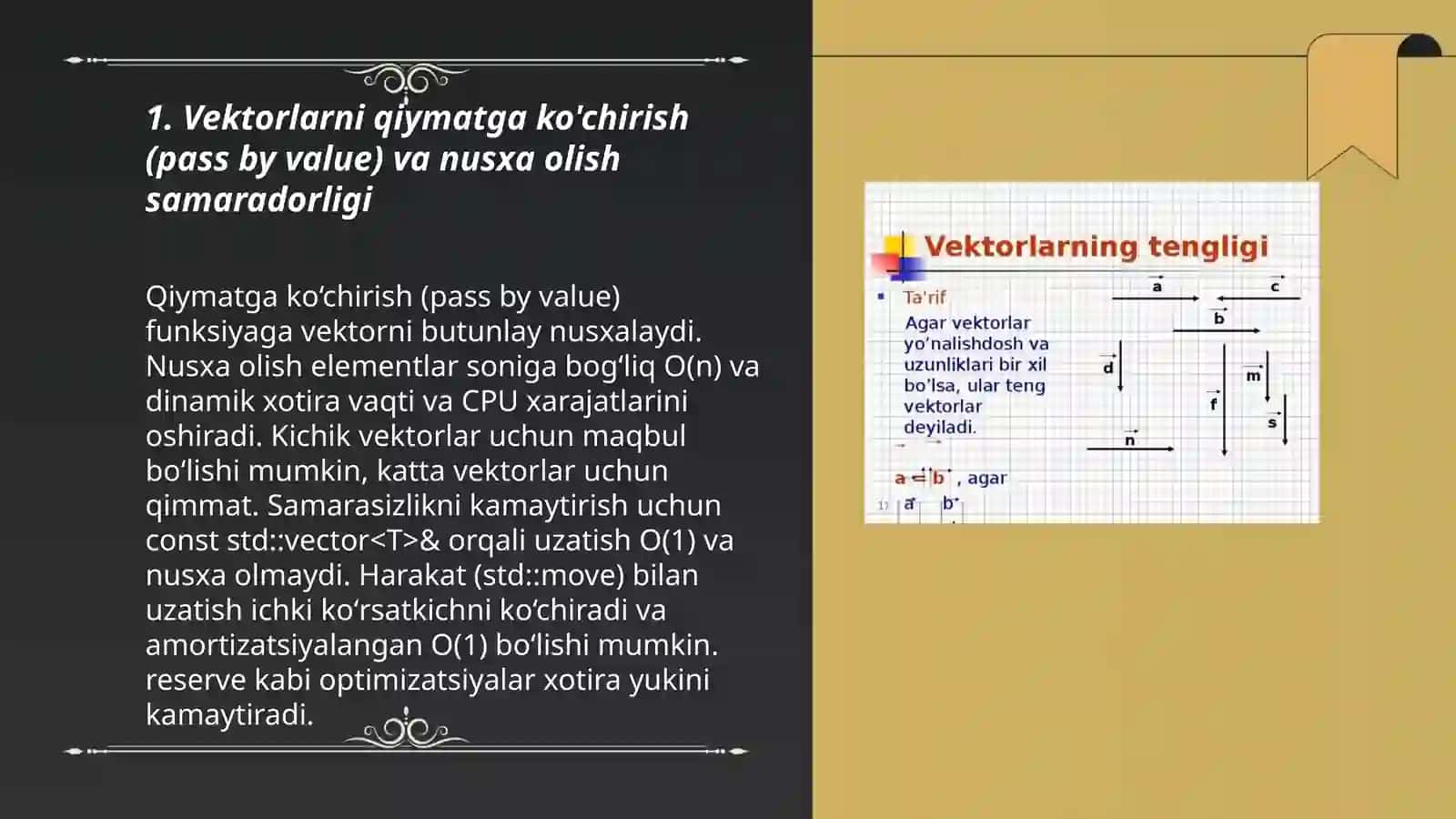 Vektorlarni funksiya parametrlari sifatida qo'llanilishi 3