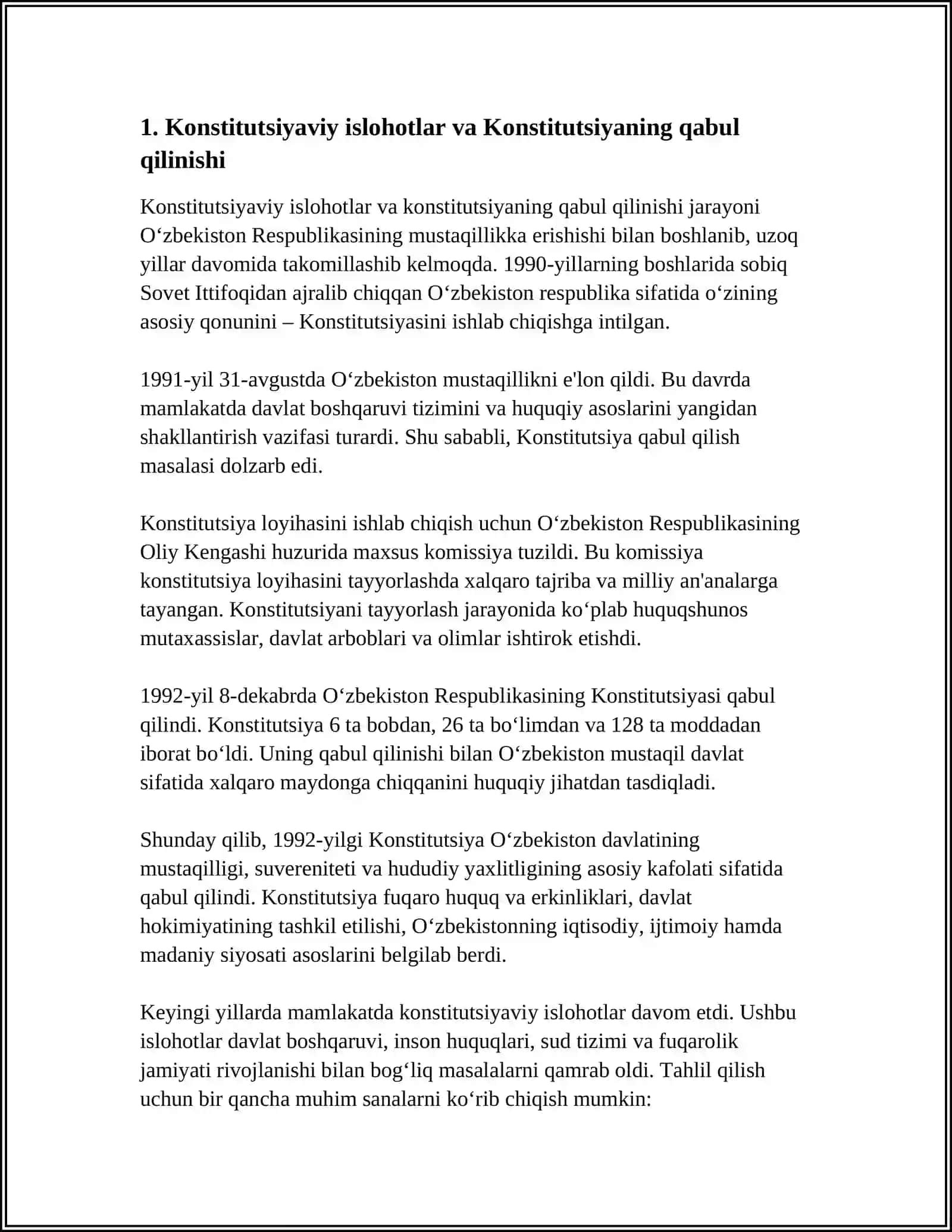 MUSTAQILLIK YILLARIDA DAVLAT BOSHQARUVI TIZIMIDA AMALGA OSHIRILGAN ISLEHOTLAR 3